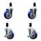 Service Caster 4'' Blue Poly Wheel Swivel 1-3/8'' Expanding Stem Caster Set 2 Brakes, 4PK SCC-EX20S414-PPUB-BLUE-2-TLB-2-138 - alternate 1